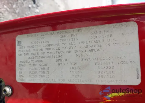 1995 GMC Jimmy z USA, uszkodzony, nr VIN 1GKDT13W4S2521104